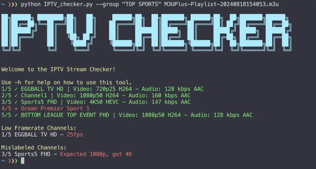 IPTV stream checker